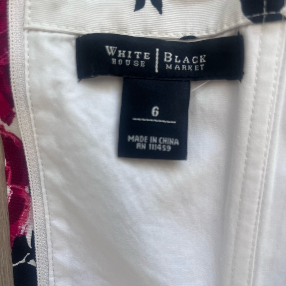 WHBM White House Black Market Corset Bustier Top Floral Black Red White Zip MINT - Picture 4 of 11